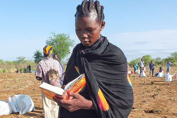 Woman reading the Bible
