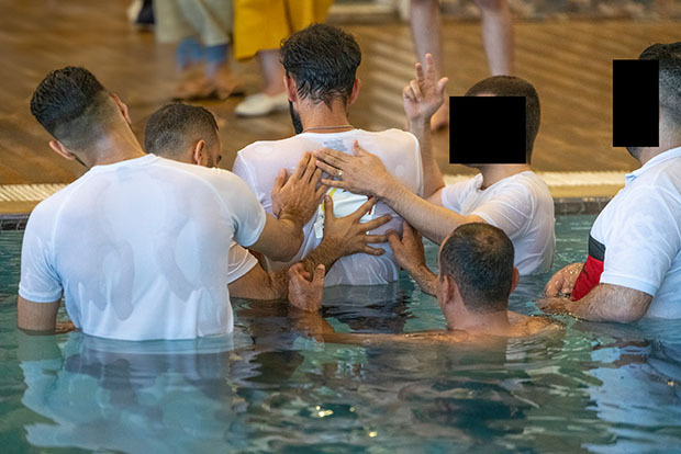 Someone being baptized